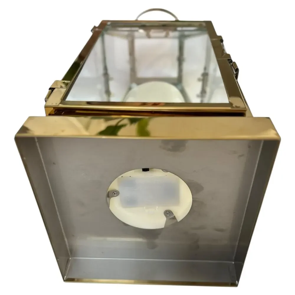 Gold Glass Lantern LED Candle Holder Battery Operated 14” Decorative Lantern